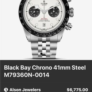 Tudor Black Bay Chrono Steel Watch with Black and White Dial